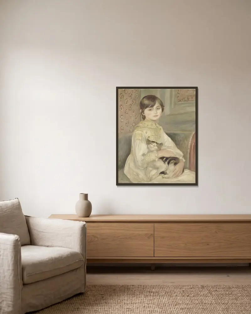 Julie Manet av Pierre-Auguste Renoir inramad på en vägg