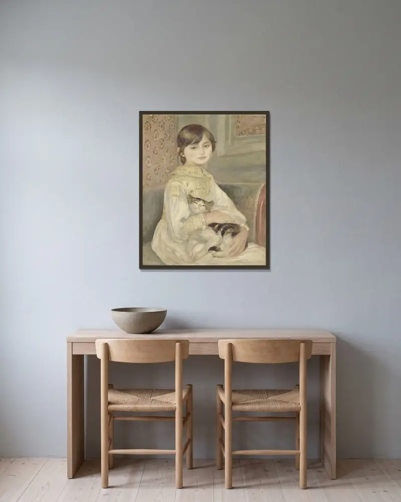 Julie Manet av Pierre-Auguste Renoir inramad på en vägg