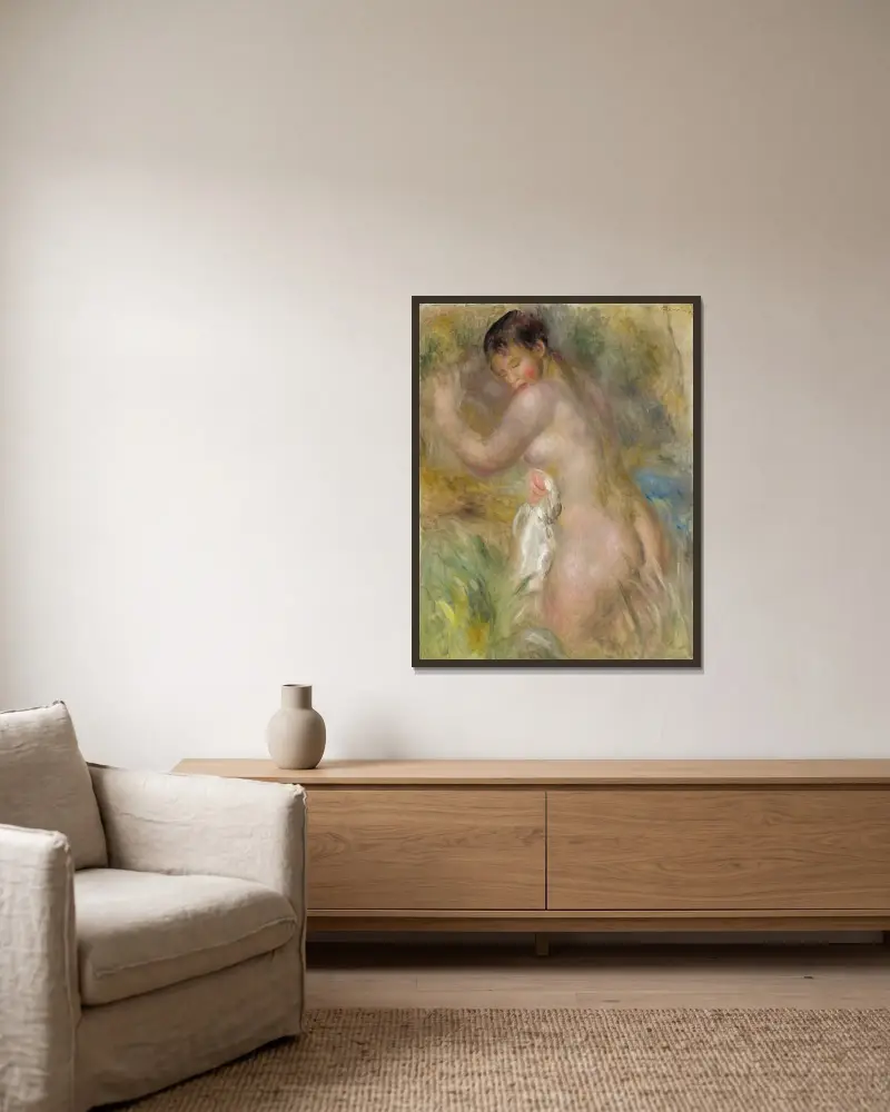La Baigneuse av Pierre-Auguste Renoir inramad på en vägg