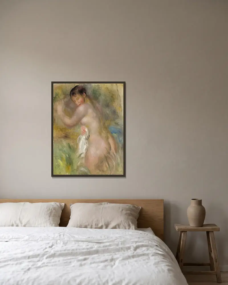 La Baigneuse av Pierre-Auguste Renoir inramad på en vägg