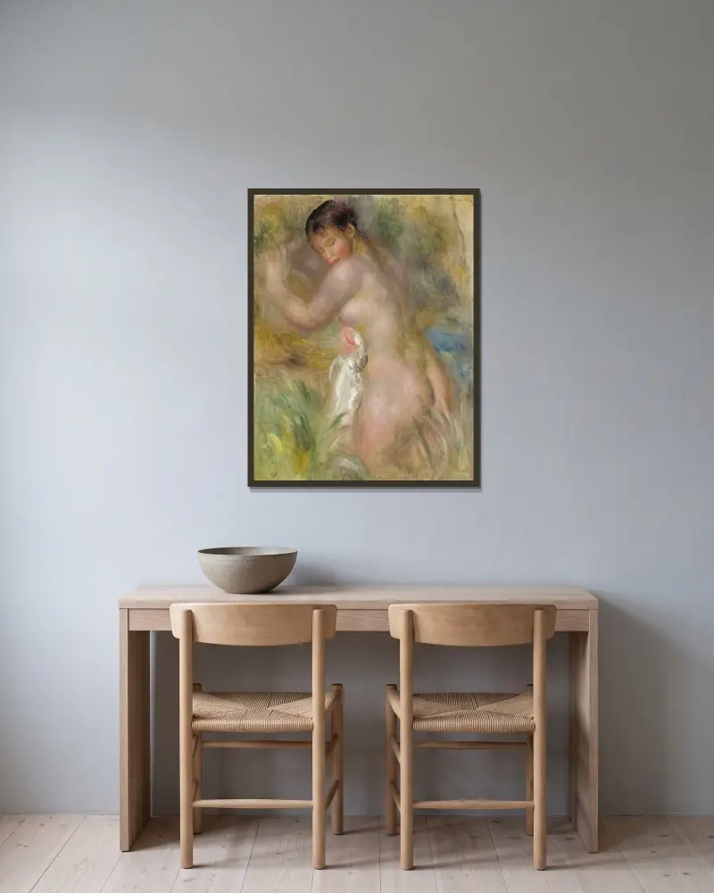 La Baigneuse av Pierre-Auguste Renoir inramad på en vägg