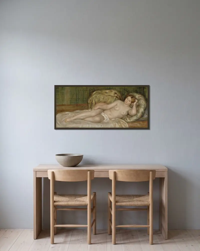 Large Nude av Pierre-Auguste Renoir inramad på en vägg