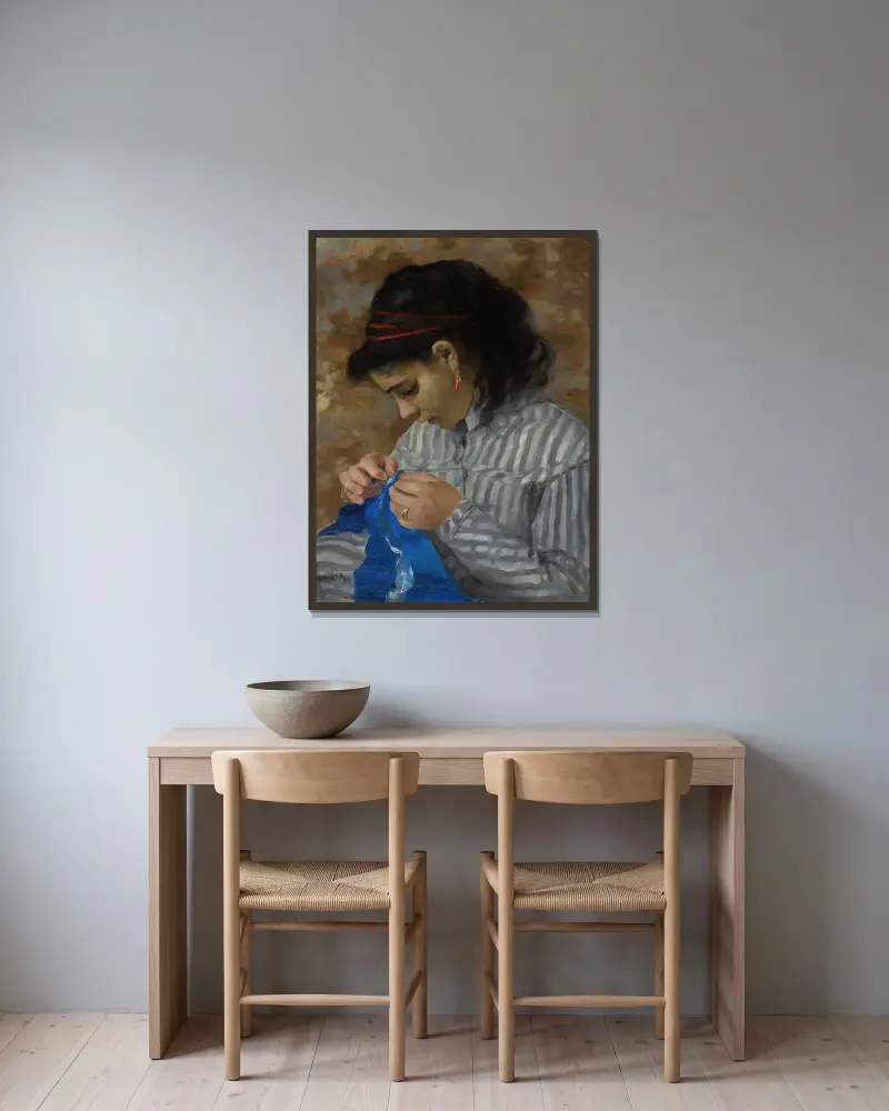 Lise szyje, Pierre-Auguste Renoir w ramie na ścianie