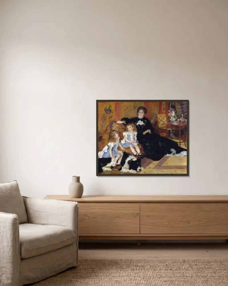 Madame Georges Charpentier und ihre Kinder von Pierre-Auguste Renoir gerahmt an einer Wand