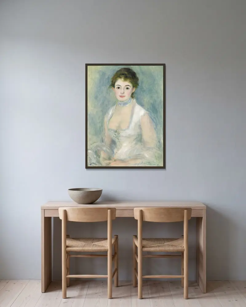 Madame Henriot av Pierre-Auguste Renoir inramad på en vägg