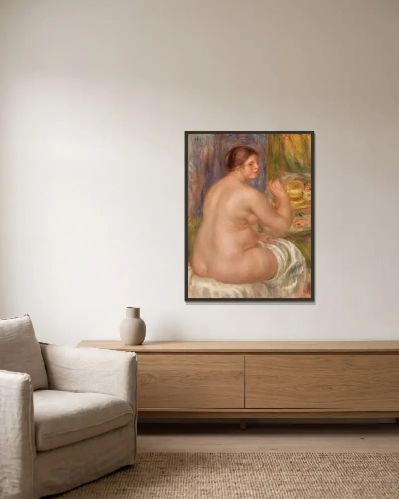 Nude from the Back (Nu de dos) av Pierre-Auguste Renoir inramad på en vägg