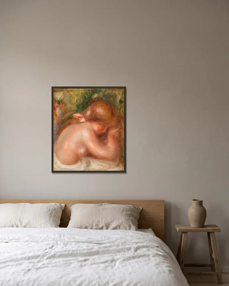 Naken torso av ung flicka av Pierre-Auguste Renoir inramad på en vägg