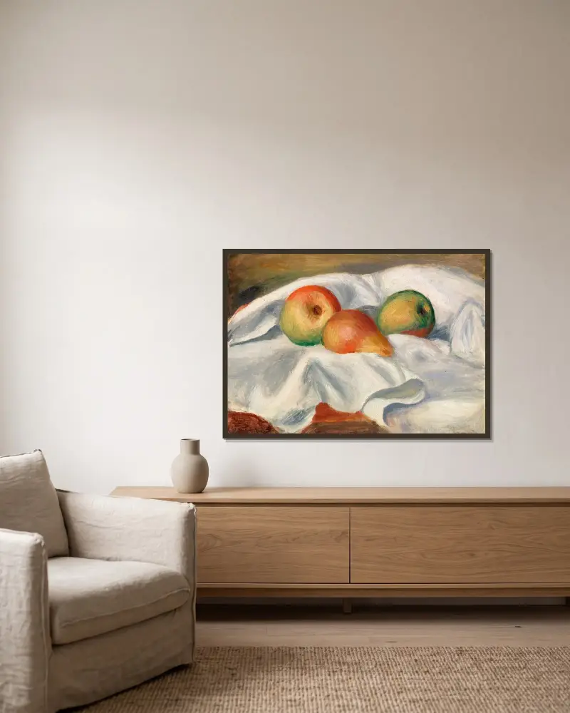 Birnen von Pierre-Auguste Renoir gerahmt an einer Wand