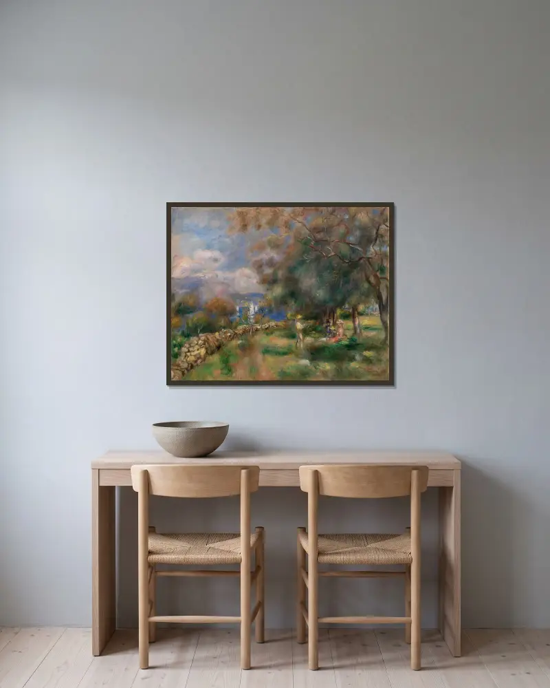 Halvön Saint-Jean av Pierre-Auguste Renoir inramad på en vägg
