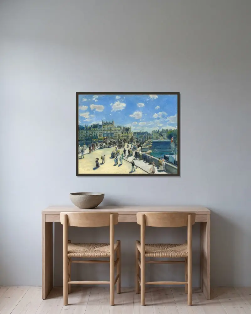 Pont Neuf, Paris von Pierre-Auguste Renoir gerahmt an einer Wand