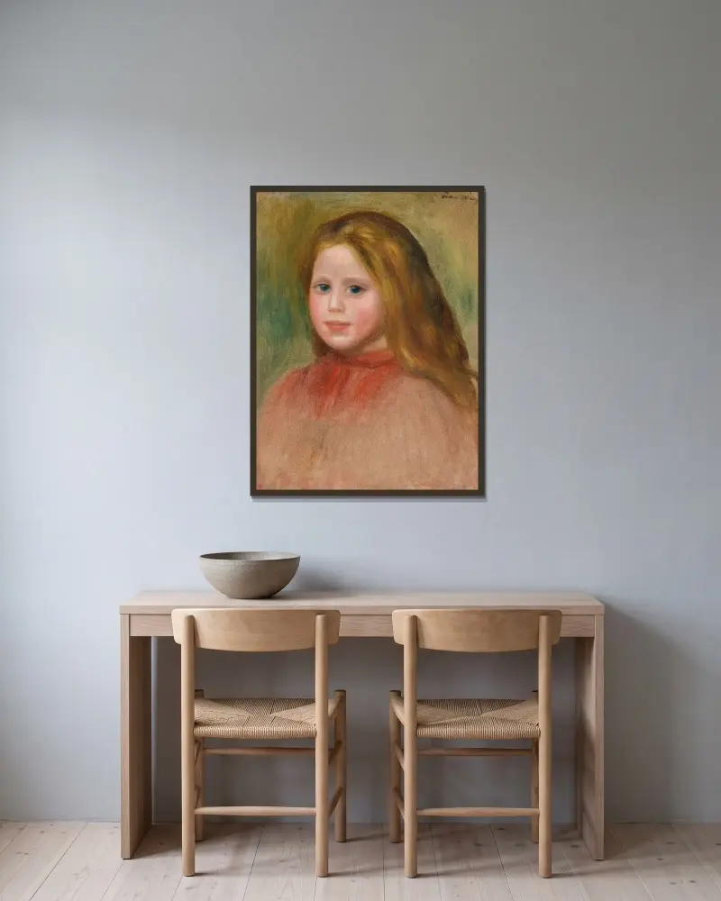 Porträtt av ung flicka av Pierre-Auguste Renoir inramad på en vägg