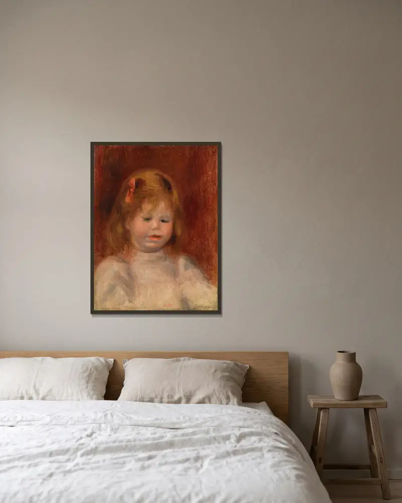 Porträtt av Jean Renoir av Pierre-Auguste Renoir inramad på en vägg