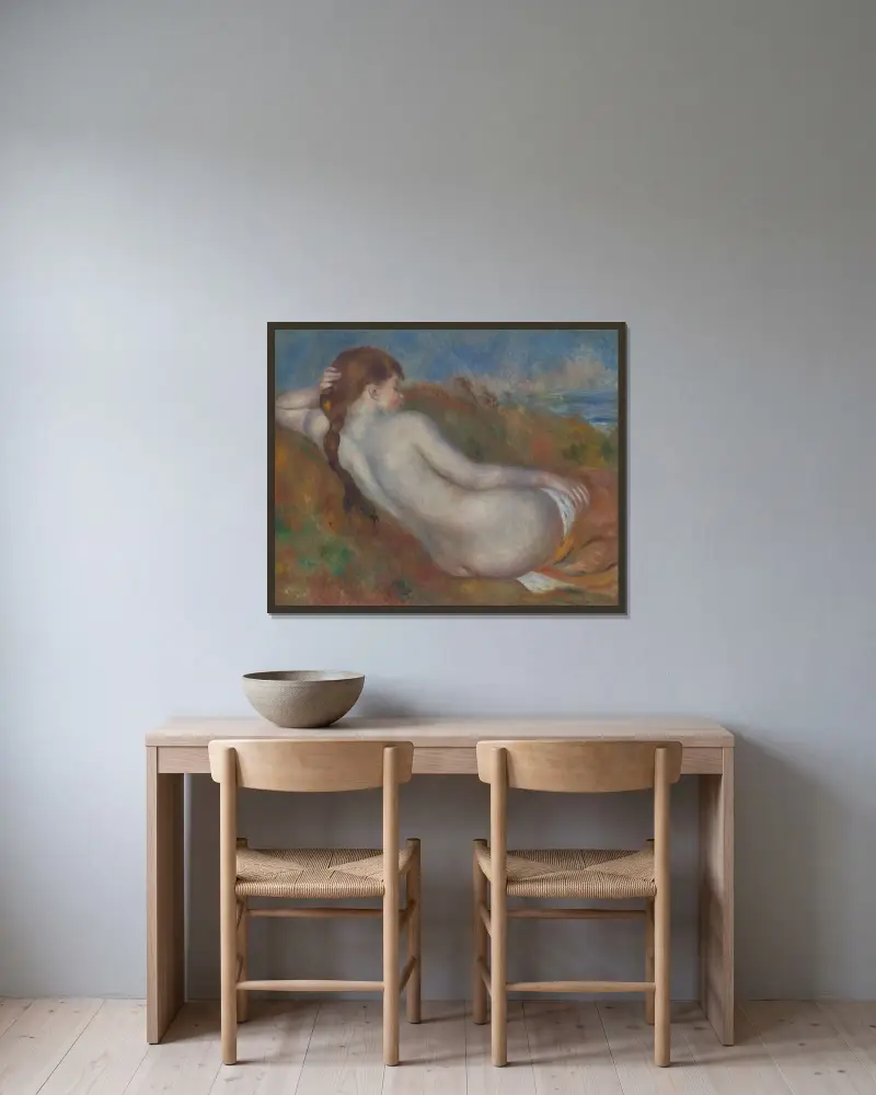 Liegender Akt von Pierre-Auguste Renoir gerahmt an einer Wand
