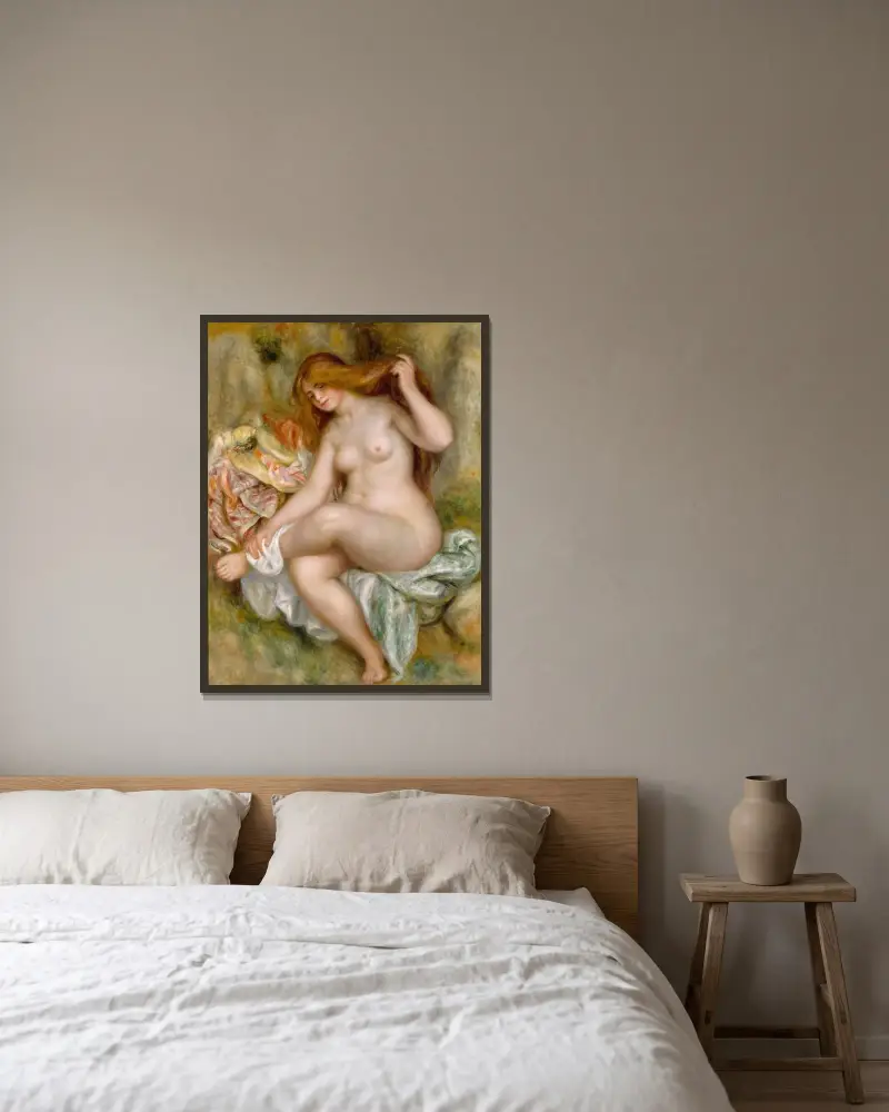 Sedící koupající se, Pierre-Auguste Renoir v rámu na stěně