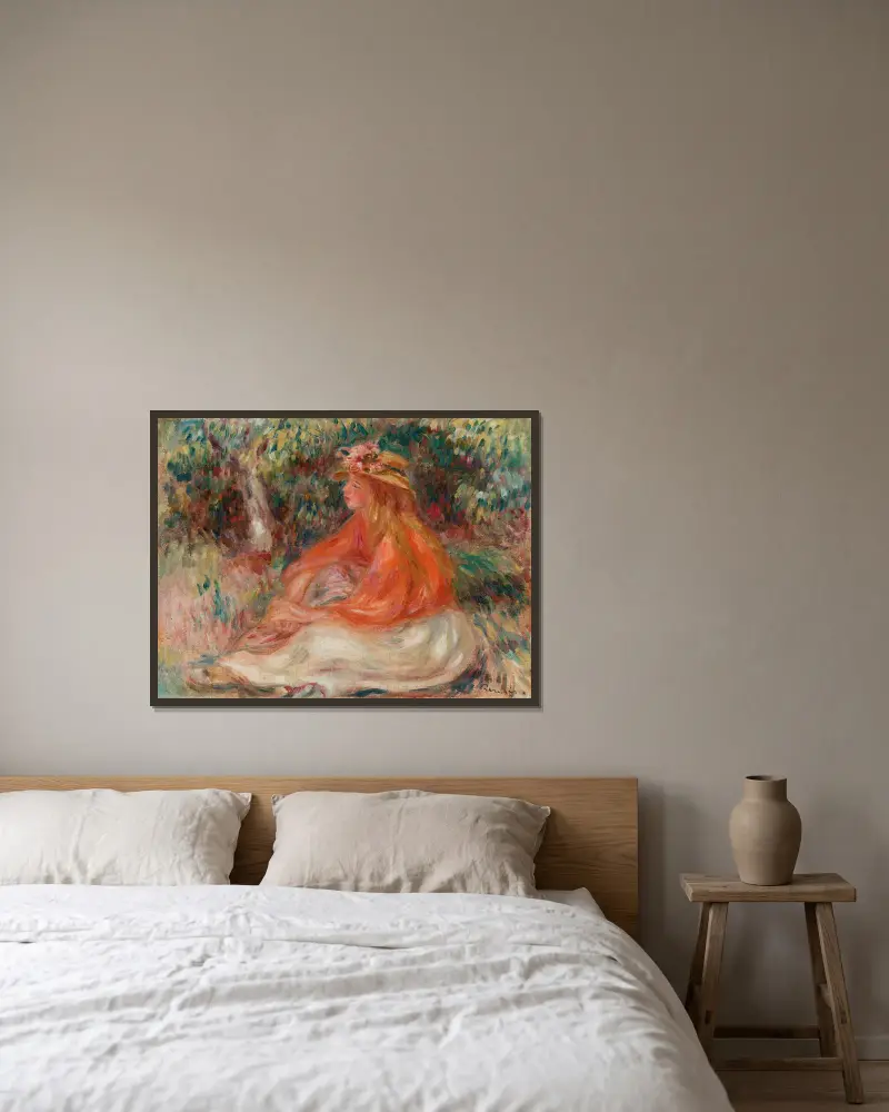 Sedící žena (Femme assise), Pierre-Auguste Renoir v rámu na stěně