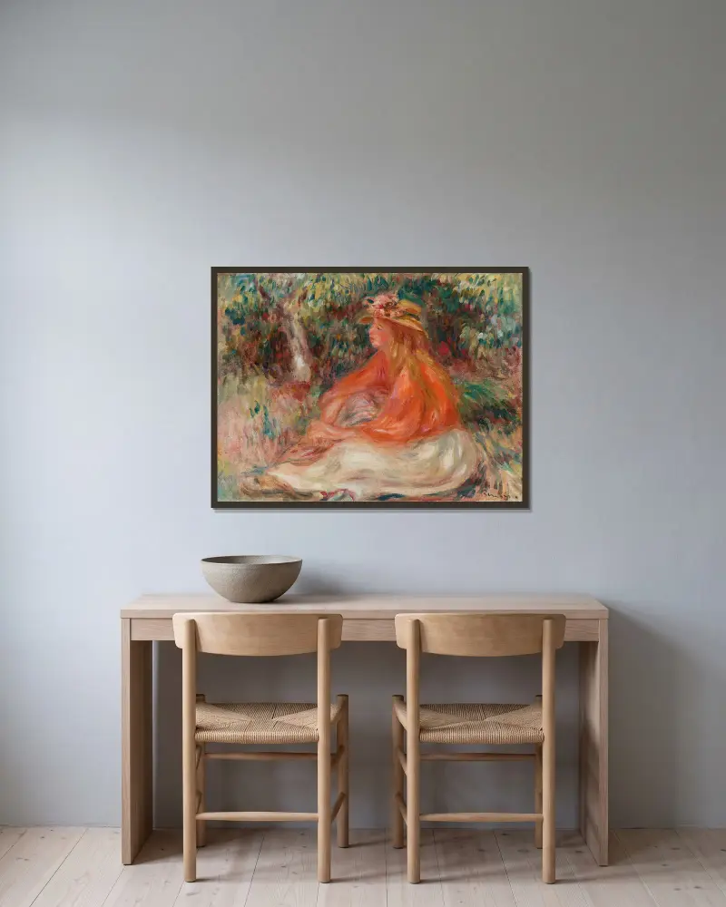 Sedící žena (Femme assise), Pierre-Auguste Renoir v rámu na stěně