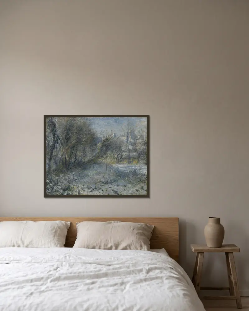 Zasněžená krajina, Pierre-Auguste Renoir v rámu na stěně