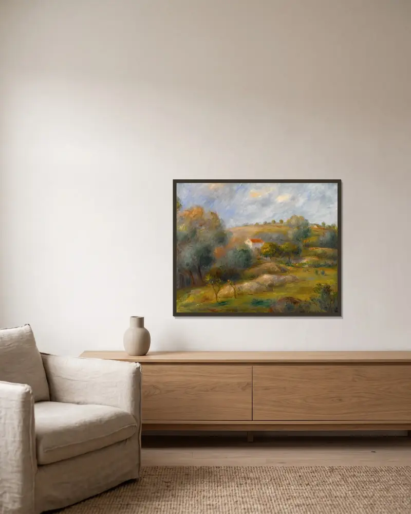 Frühling in Essoyes von Pierre-Auguste Renoir gerahmt an einer Wand