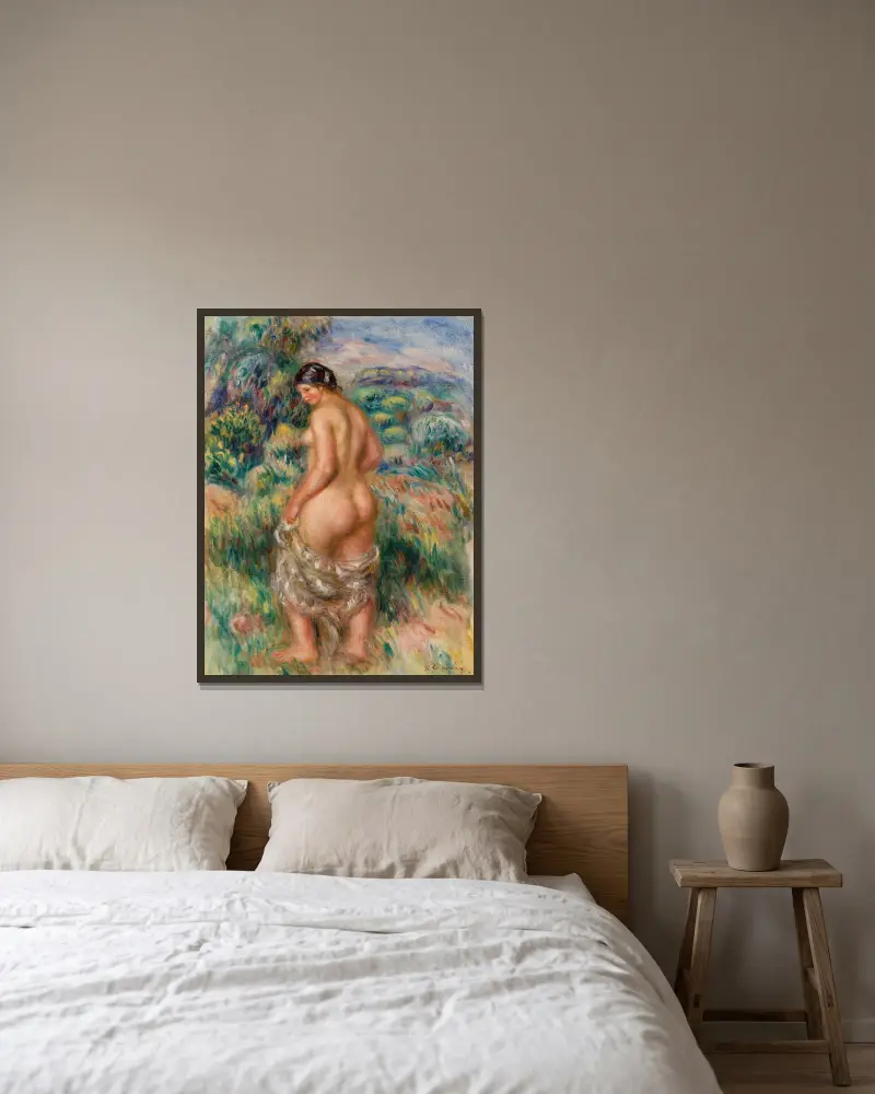 Stehende Badende, 1910 von Pierre-Auguste Renoir gerahmt an einer Wand