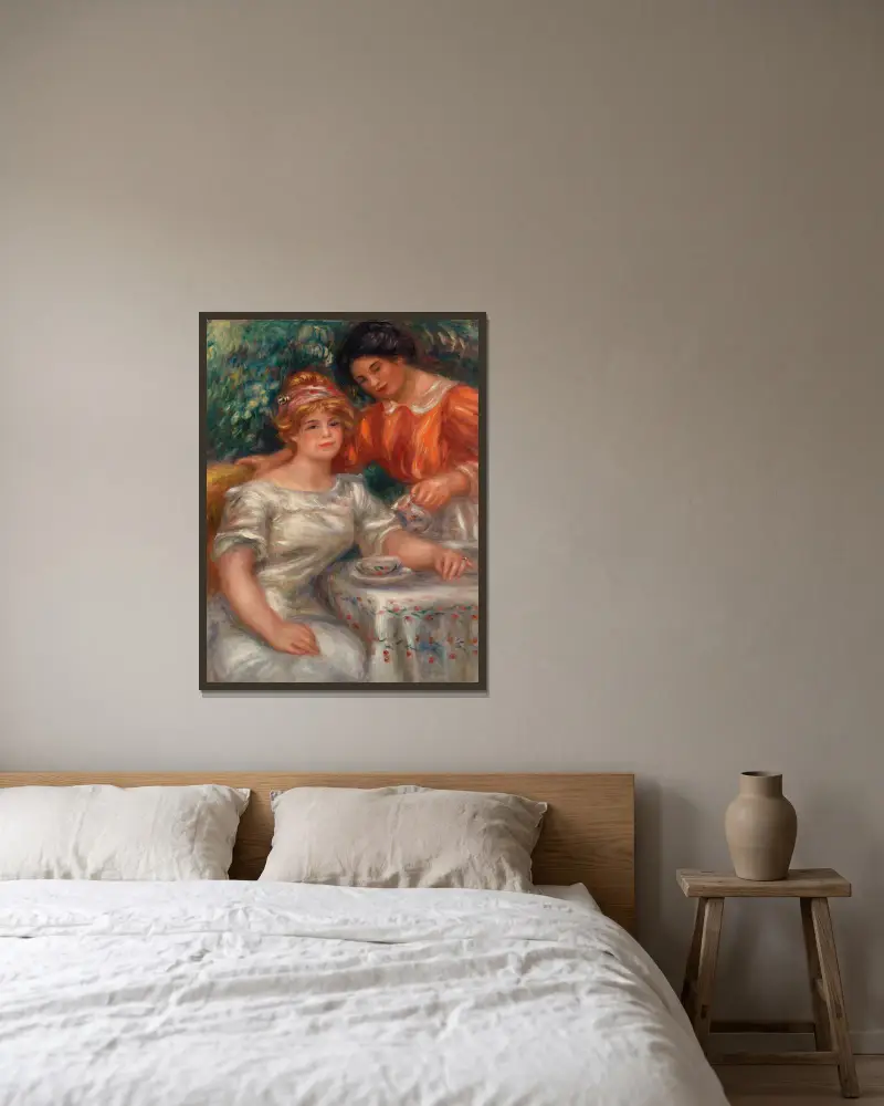 Teezeit von Pierre-Auguste Renoir gerahmt an einer Wand