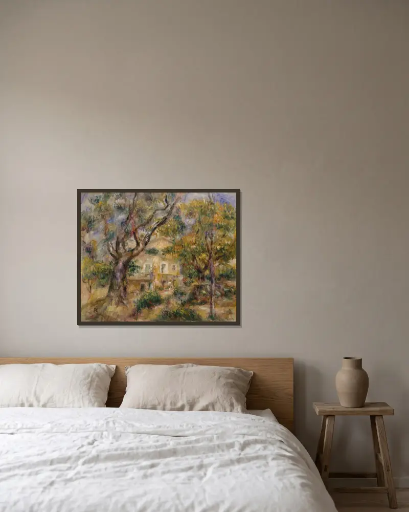 Gården vid Les Collettes, Cagnes av Pierre-Auguste Renoir inramad på en vägg
