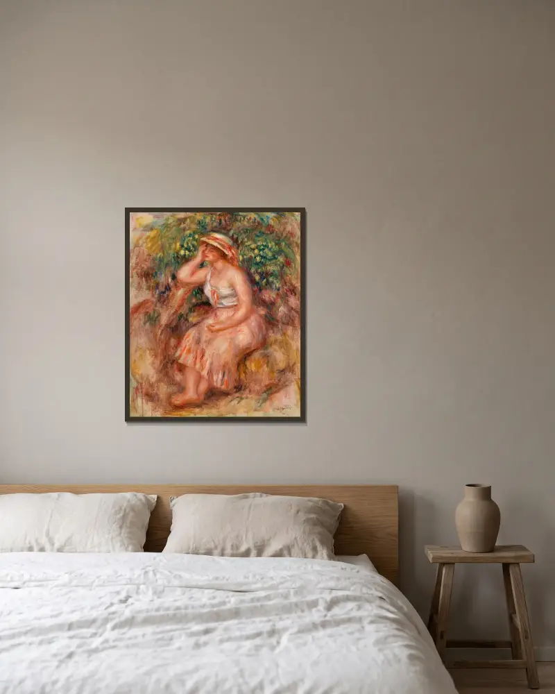 Drömmerskan av Pierre-Auguste Renoir inramad på en vägg