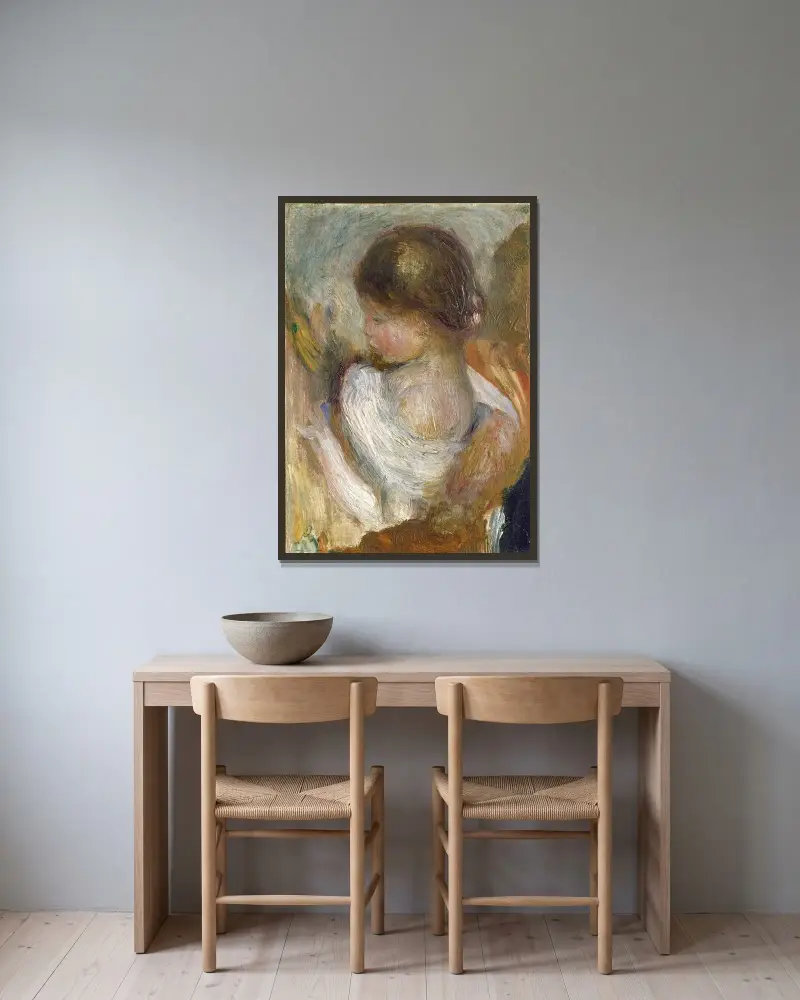 Lesendes Mädchen von Pierre-Auguste Renoir gerahmt an einer Wand