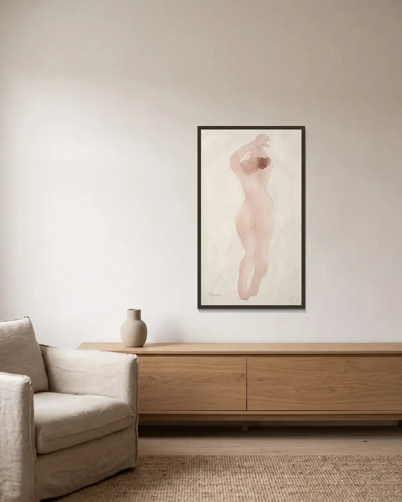 Streichel mich, tanze, Liebling von Auguste Rodin gerahmt an einer Wand