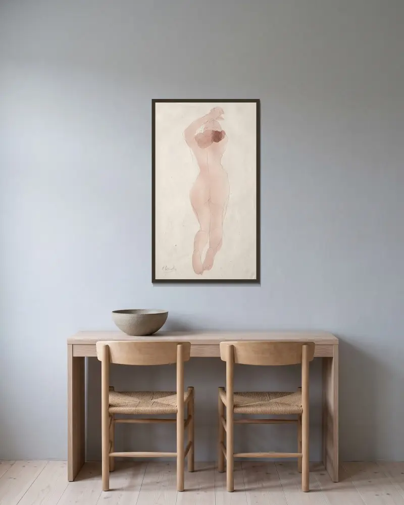 Streichel mich, tanze, Liebling von Auguste Rodin gerahmt an einer Wand
