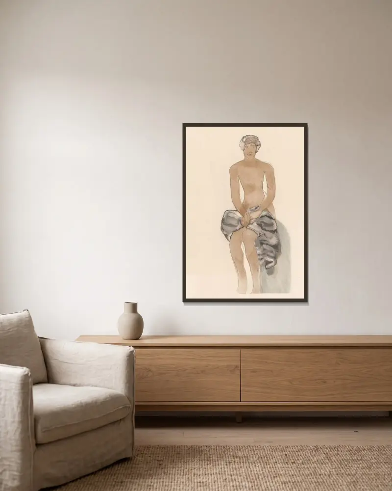 Weiblicher Akt von Auguste Rodin gerahmt an einer Wand