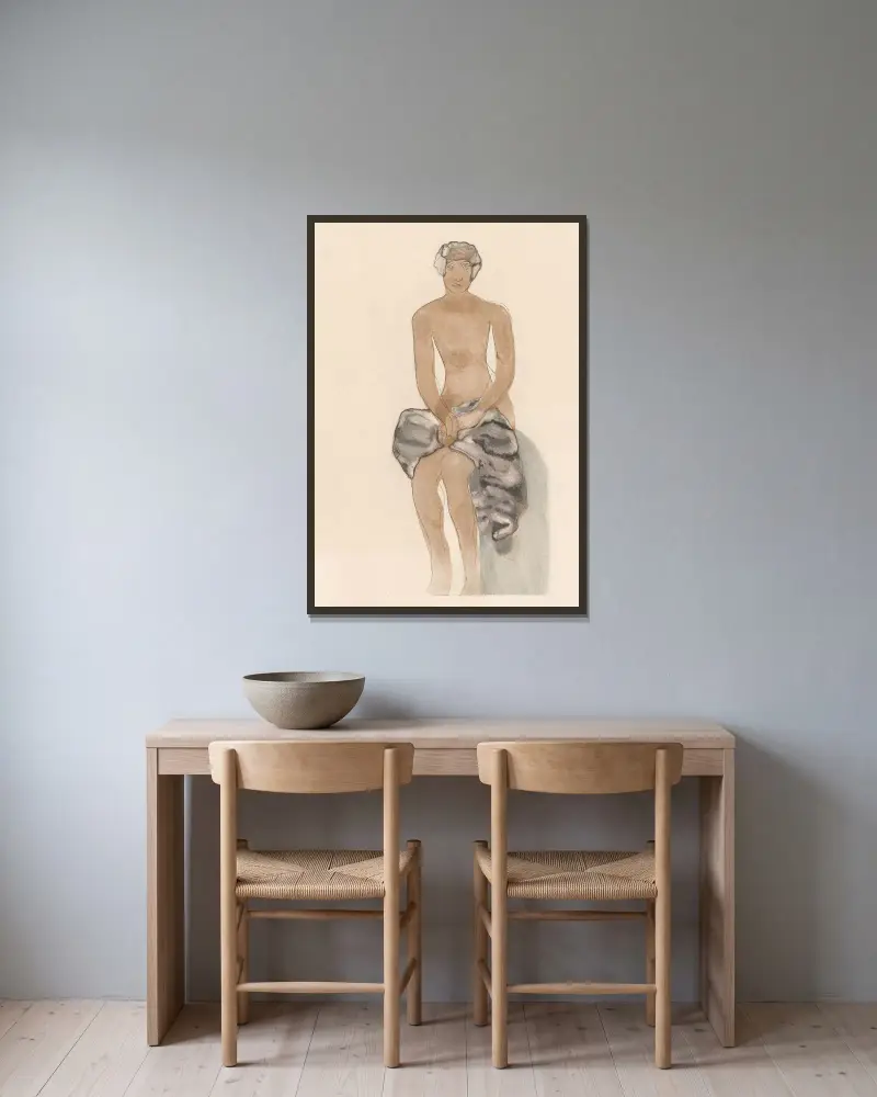 Weiblicher Akt von Auguste Rodin gerahmt an einer Wand