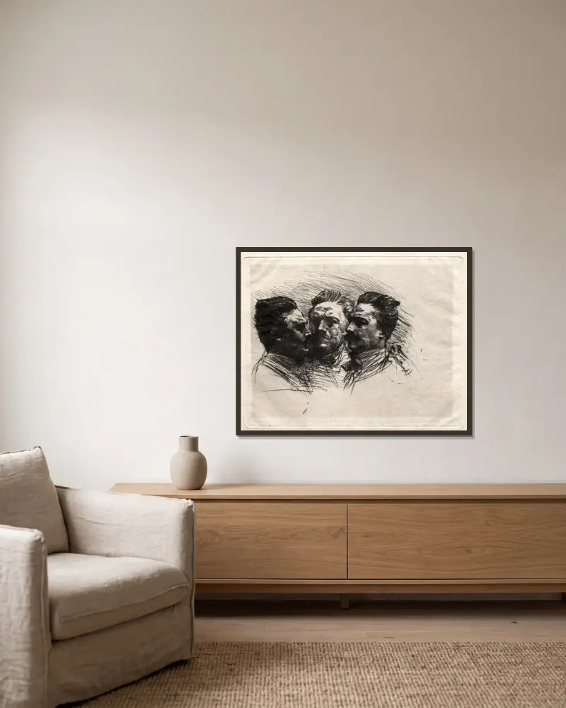 Henry Becque von Auguste Rodin gerahmt an einer Wand