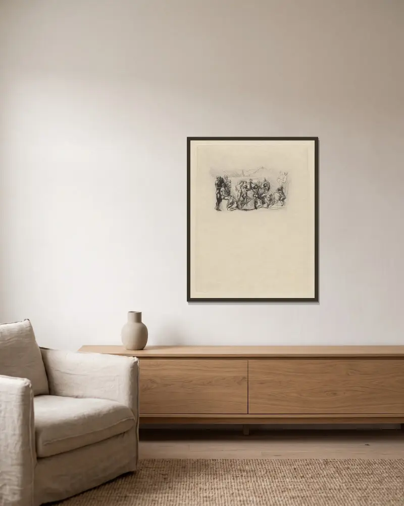 La Ronde von Auguste Rodin gerahmt an einer Wand