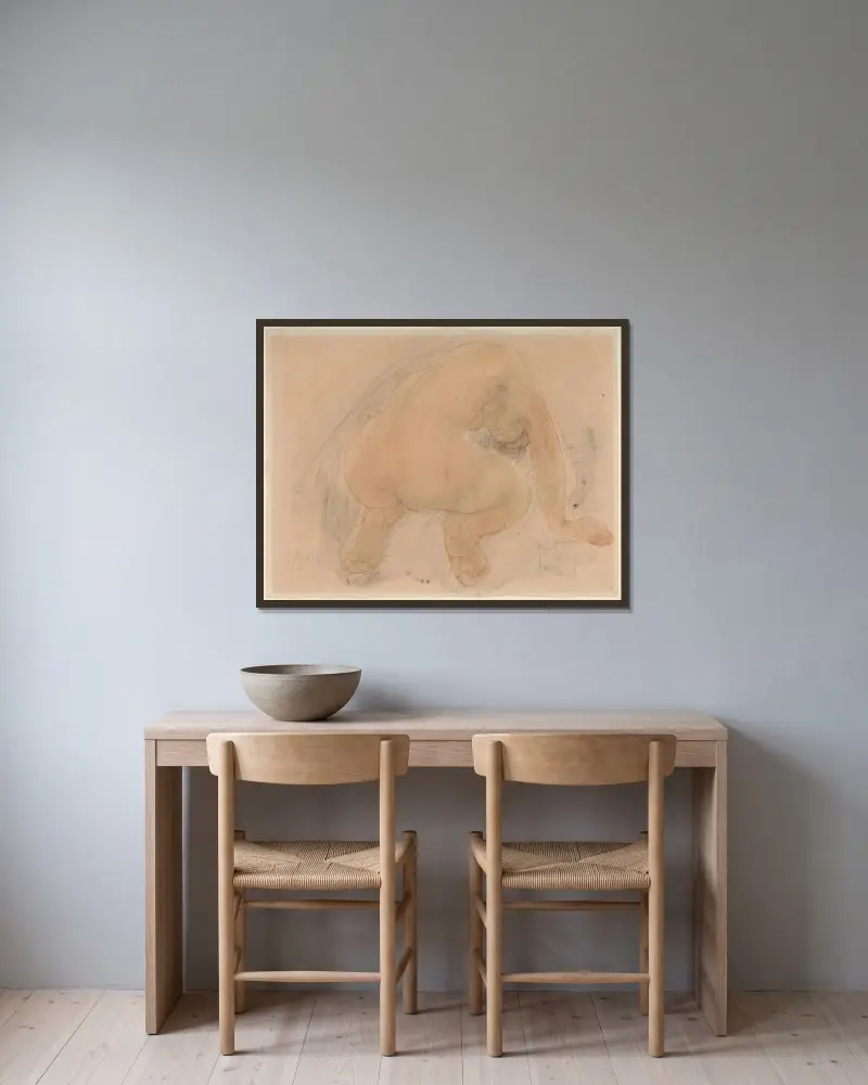 Nude, Auguste Rodin v rámu na stěně