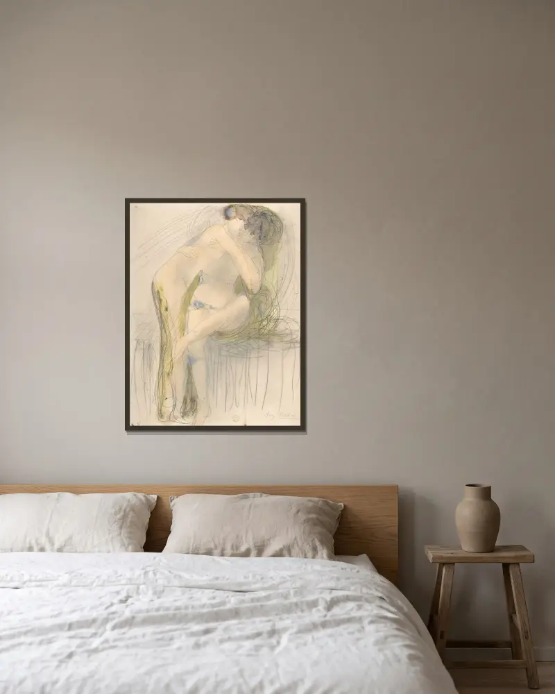 Die Umarmung von Auguste Rodin gerahmt an einer Wand