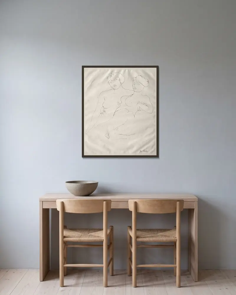 Zwei Figuren von Auguste Rodin gerahmt an einer Wand