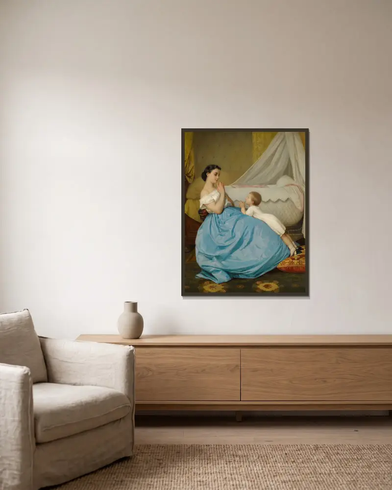 Das Gebet von Auguste Toulmouche gerahmt an einer Wand