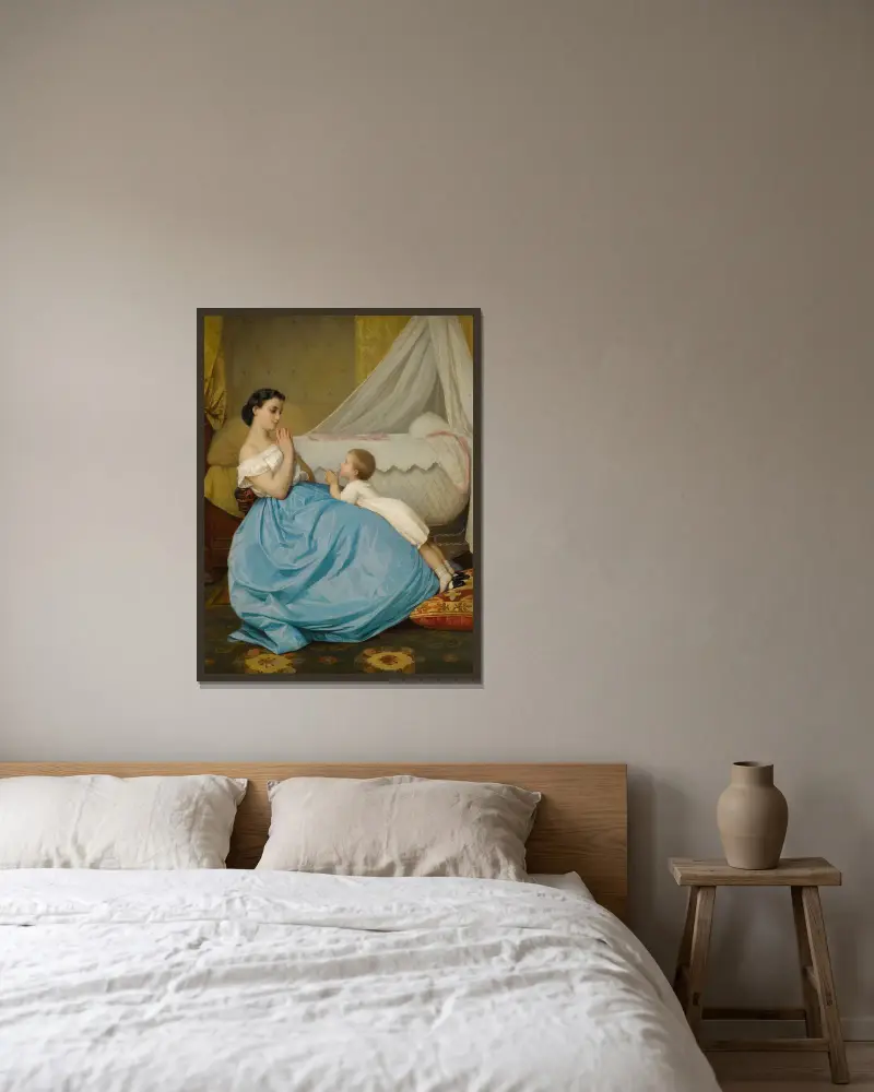 Das Gebet von Auguste Toulmouche gerahmt an einer Wand