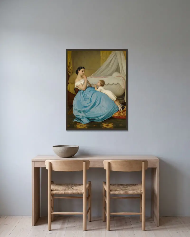 Das Gebet von Auguste Toulmouche gerahmt an einer Wand