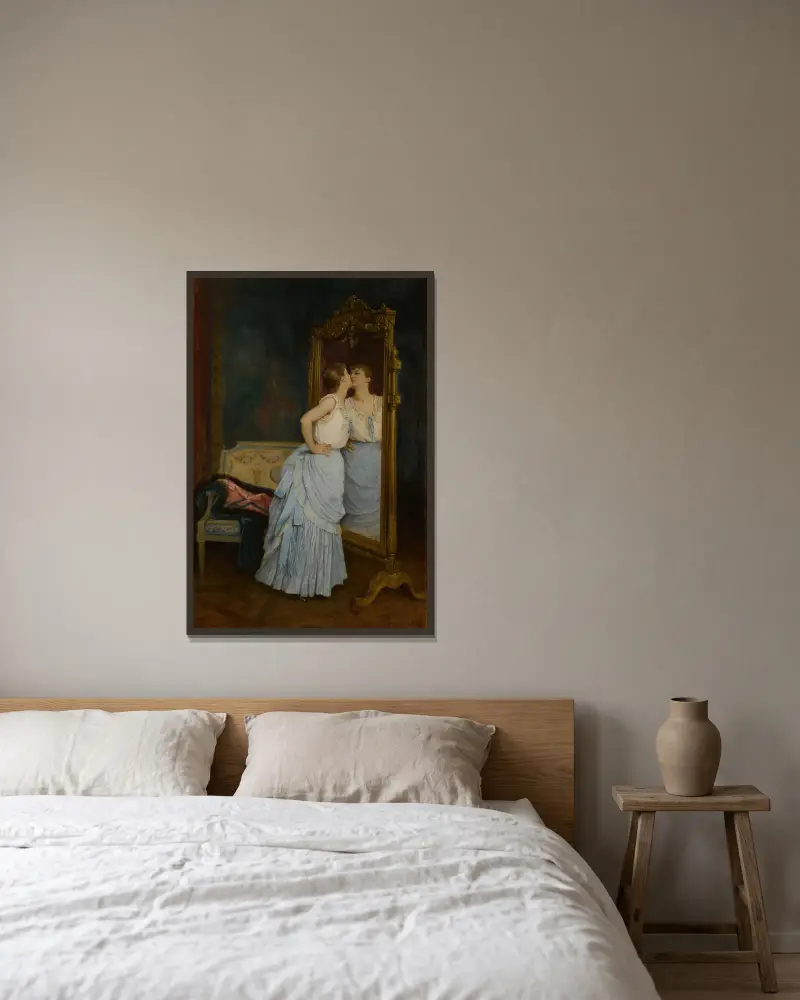 Le miroir av Auguste Toulmouche inramad på en vägg