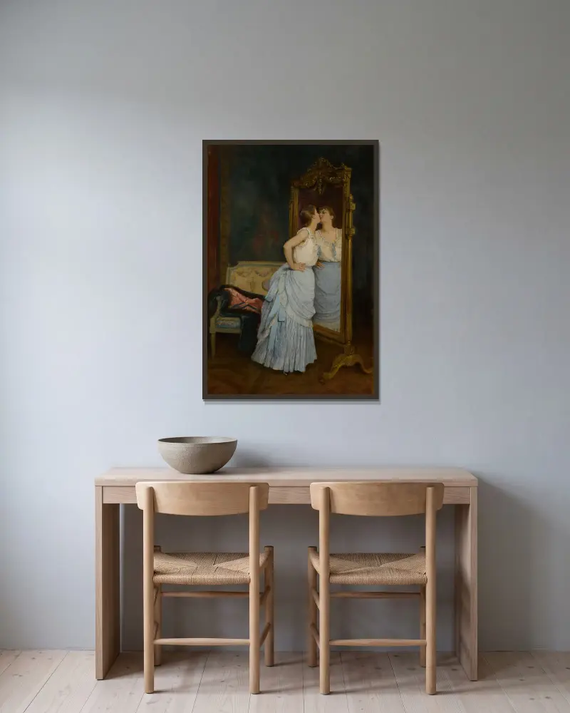 Le miroir av Auguste Toulmouche inramad på en vägg