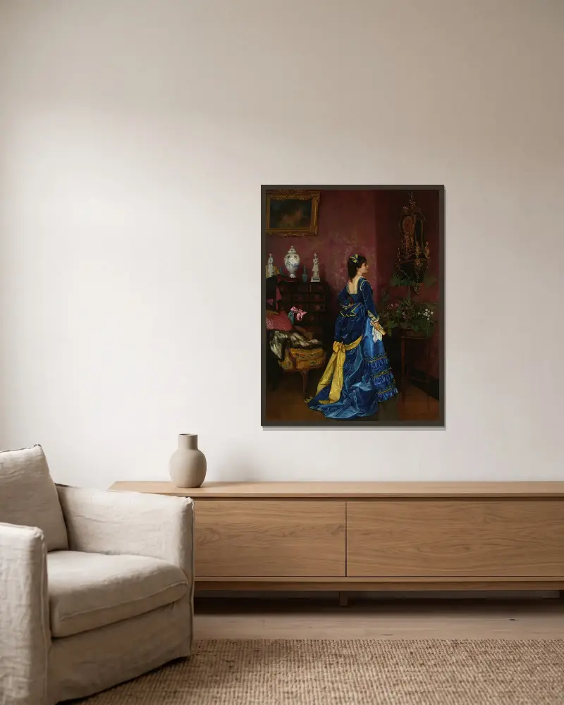 Modré šaty, Auguste Toulmouche v rámu na stěně