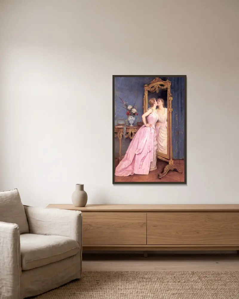 Eitelkeit von Auguste Toulmouche gerahmt an einer Wand