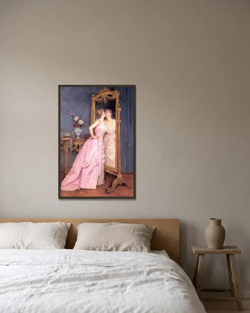 Eitelkeit von Auguste Toulmouche gerahmt an einer Wand