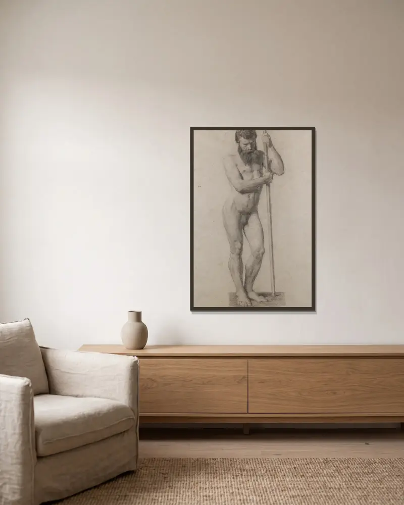 Standing Male Nude av Léon Augustin Lhermitte inramad på en vägg