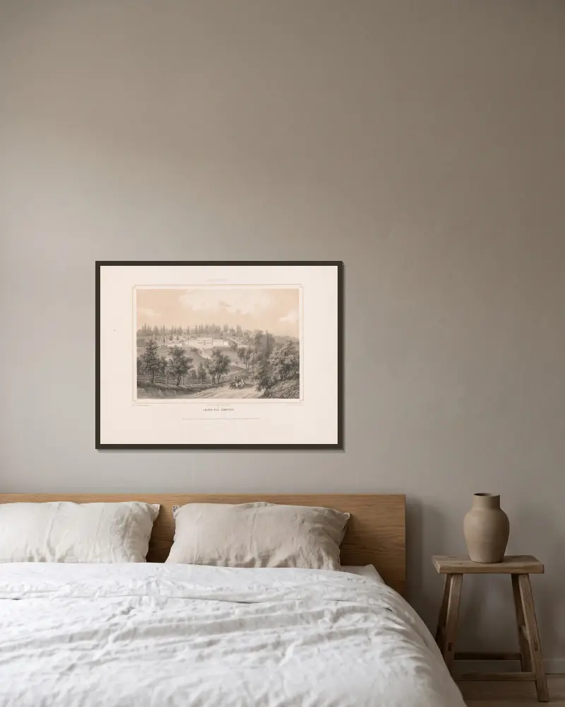 Laurel Hill-kyrkogården i Philadelphia av Augustus Köllner inramad på en vägg