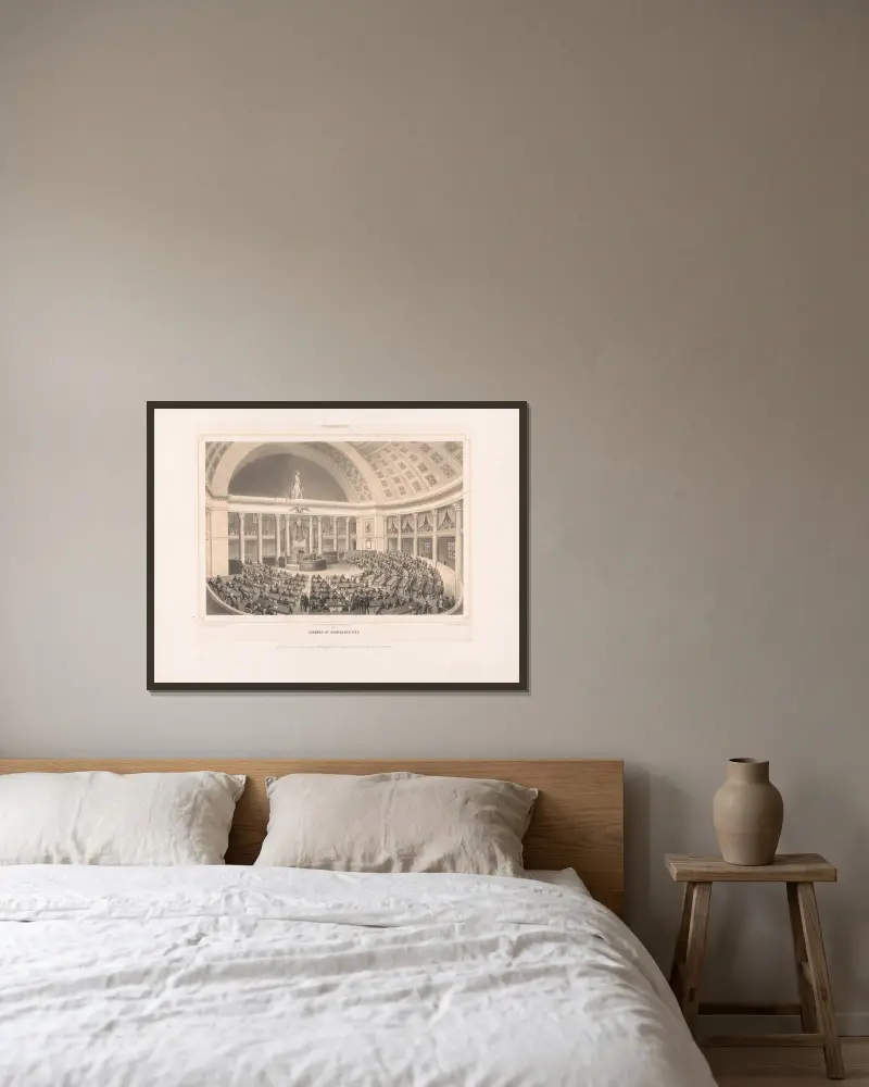 Representanthuset i Washington av Augustus Köllner inramad på en vägg