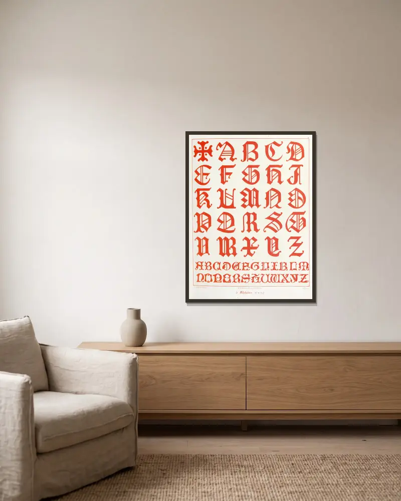 Alphabets 2, Augustus Pugin w ramie na ścianie