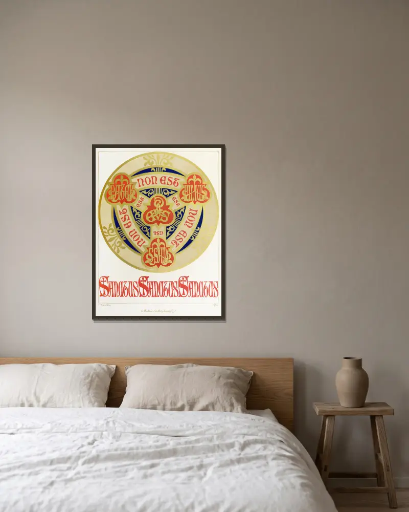 Den heliga treenighetens emblem av Augustus Pugin inramad på en vägg