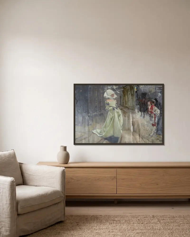 Figurenstudie, möglicherweise für Margaret und Faust von Edwin Austin Abbey gerahmt an einer Wand